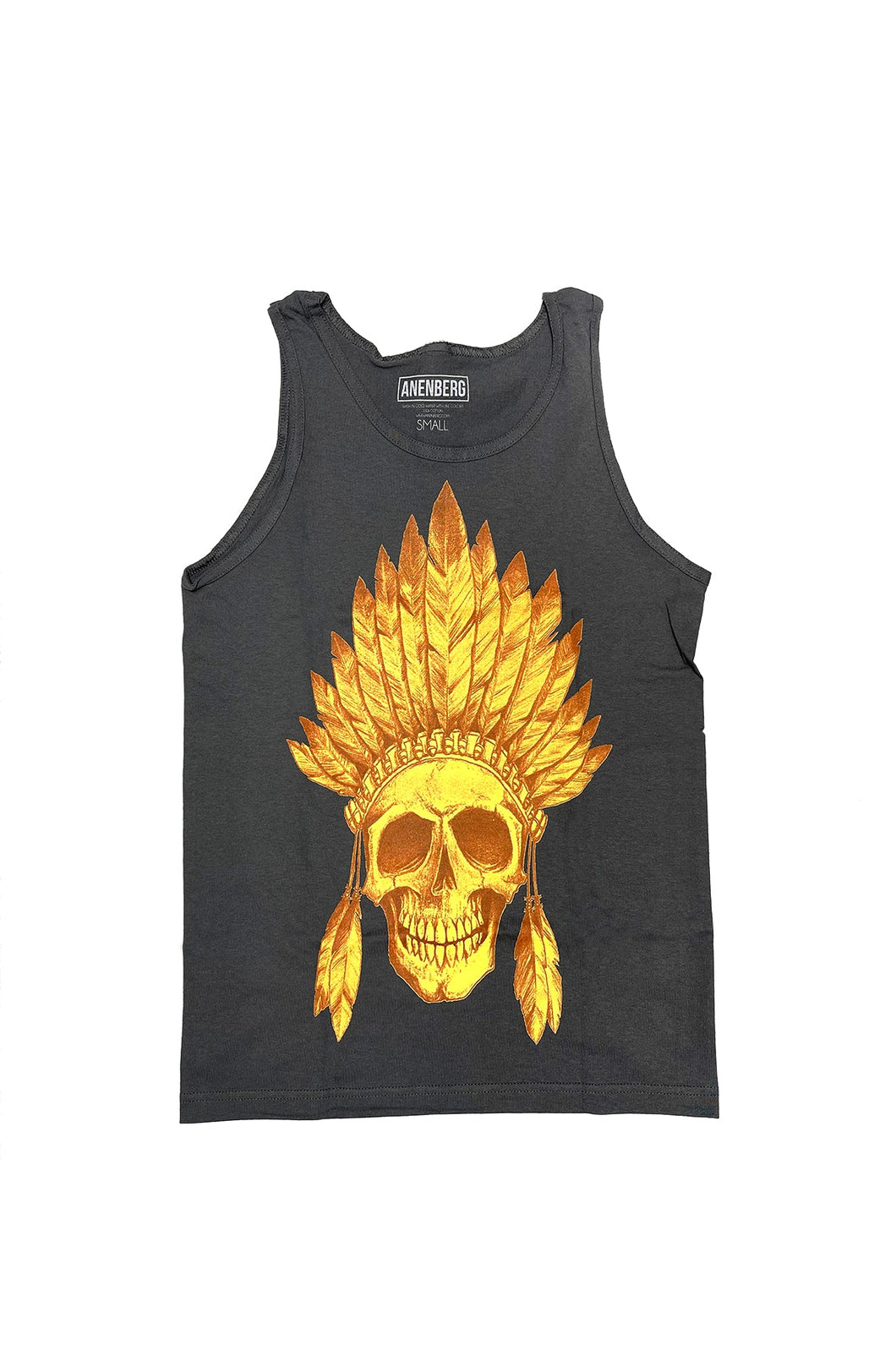 Anenberg, Indian Classic American Made Mens Charcoal Tank Top