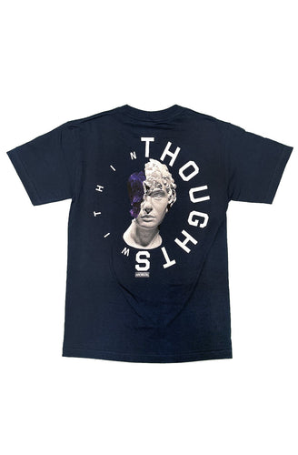 Anenberg, Thoughts Within Classic American Made Mens Navy Crew Neck Tee Shirt